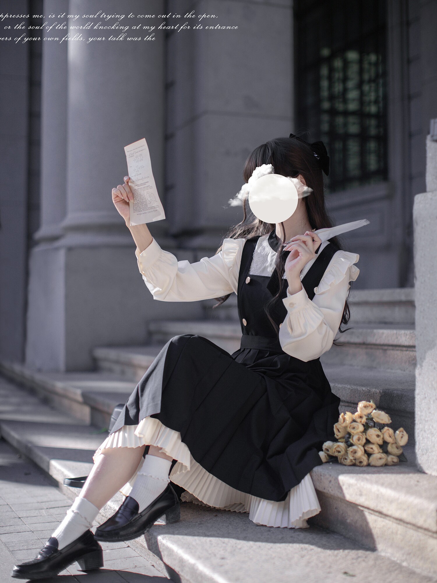 WALNUT JK [MELOS] ORIGINAL WESTERN-STYLE VEST SKIRT NOBLE AND ELEGANT COLLEGE RETRO LONG SKIRT