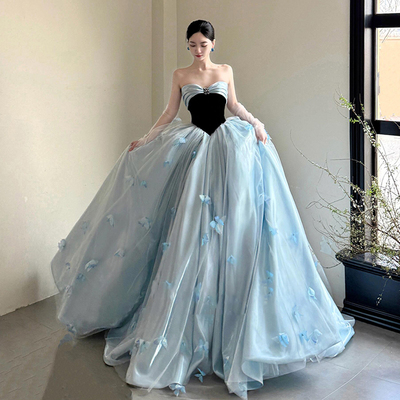 晚礼服女2025新款法式轻婚纱高级感成人礼主持人宴会公主裙小个子