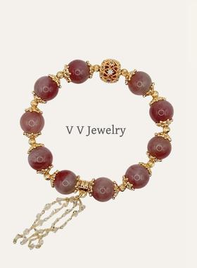 天然草莓晶粉色水晶手链