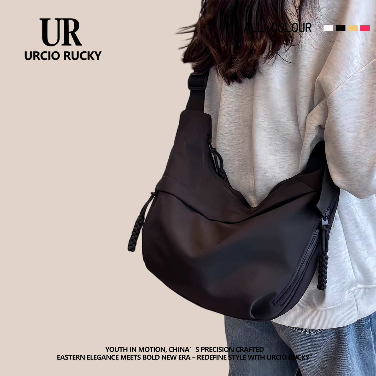 URCIO RUCKY品牌包包女2025新款休闲百搭饺子包大容量通勤帆布包