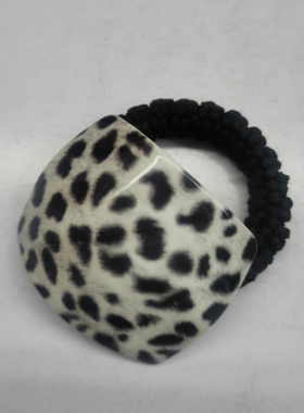 韩国进口发饰GRAIN de BEAUTE简单灰色豹纹方块发圈