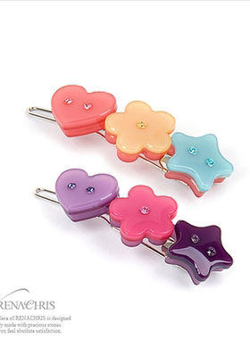 AngelRena韩国进口头饰桃心小花星星发夹刘海夹边夹A141