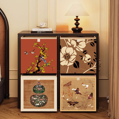 中古风衣服收纳箱大容量格子柜收纳盒高档可折叠抽屉式家用整理盒