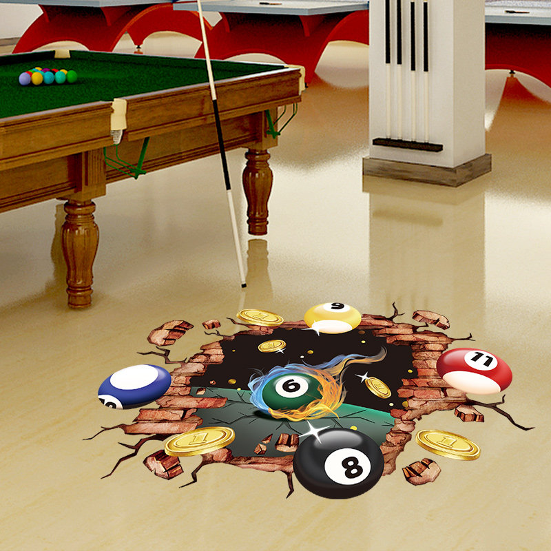 网红台球厅室墙面装饰画海报墙贴壁纸桌球俱乐部楼梯贴纸布置地贴