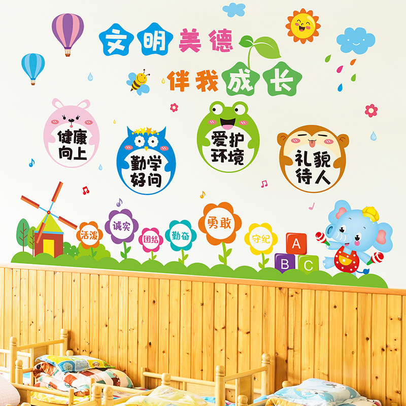 幼儿园墙面装饰小学墙贴画儿童托管班托育班级文化贴纸教室布置