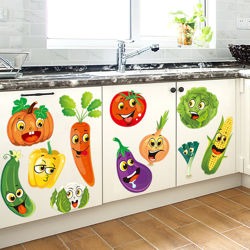 厨房冰箱橱柜墙壁装饰贴纸柜门翻新自粘防水贴画墙贴柜子瓷砖卡通,家居饰品,软装墙贴,淘宝优惠券,粉丝福利购,淘宝优惠卷