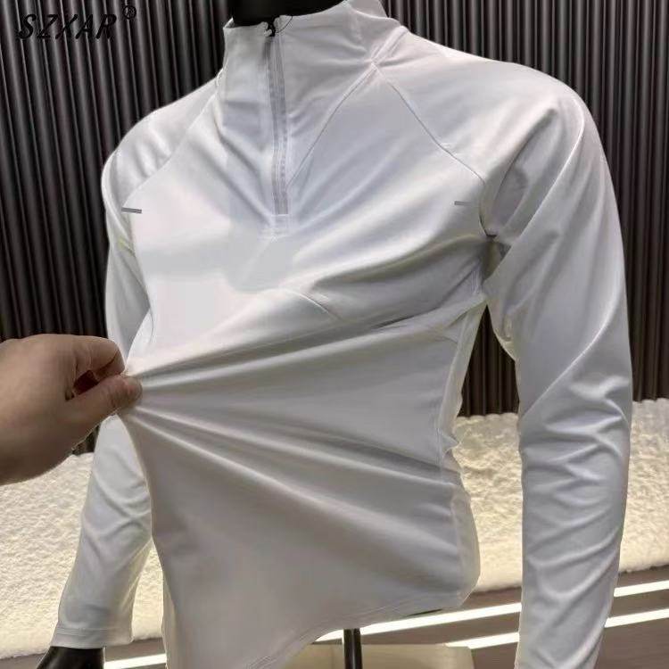 速干衣长袖男士半拉链训练服跑步运动上衣足球健身骑行服立领t恤