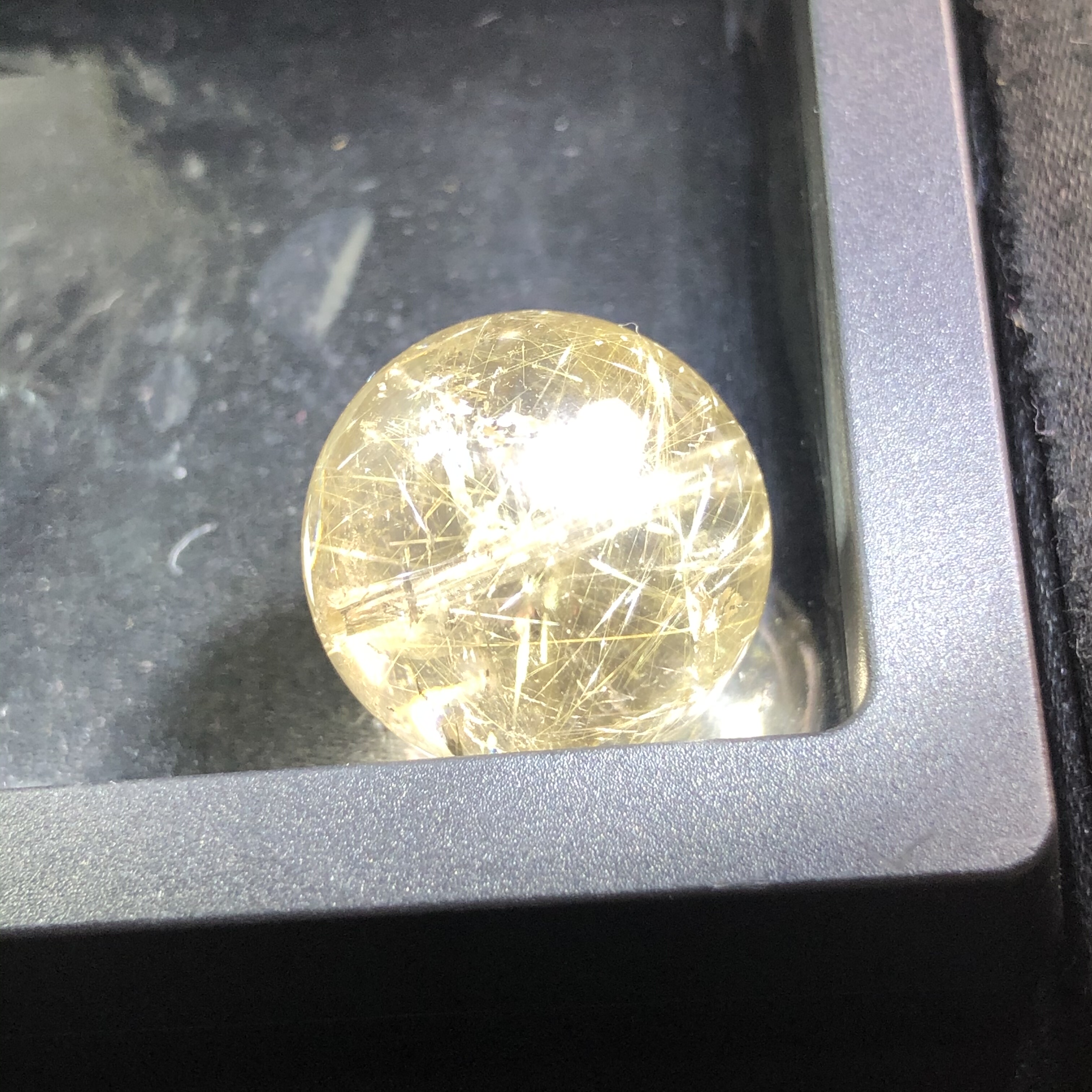 19mm有矿凹处理(没有任何优化注胶)老矿巴西天然金发晶单珠水晶