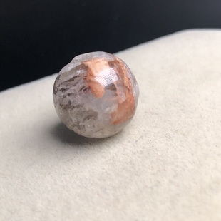 (15.8mm)瑕疵多处理老矿料天然千层幽灵共生兔毛单珠配饰 已打孔