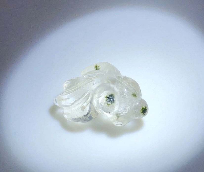 好货放漏经典俏色绿发晶蒲公英花海胆水晶雕刻鱼吊坠年年有余