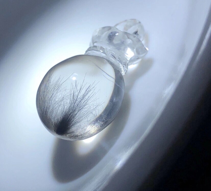 老货福利天然黑银钛晶花雕刻钱袋子水晶吊坠