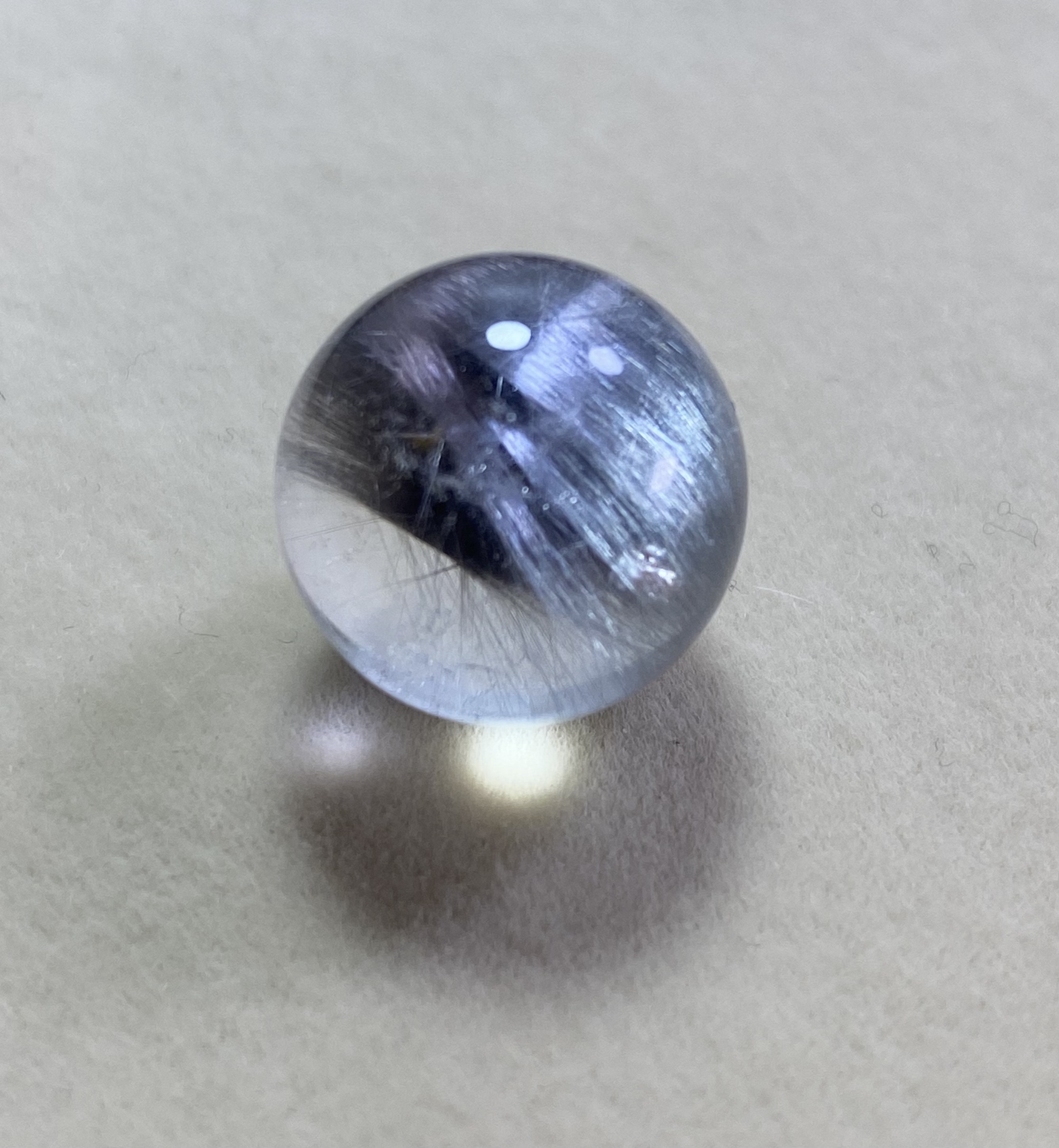 14.7mm（无任何优化和入胶）巴西天然超顺猫眼黑银钛晶花单珠