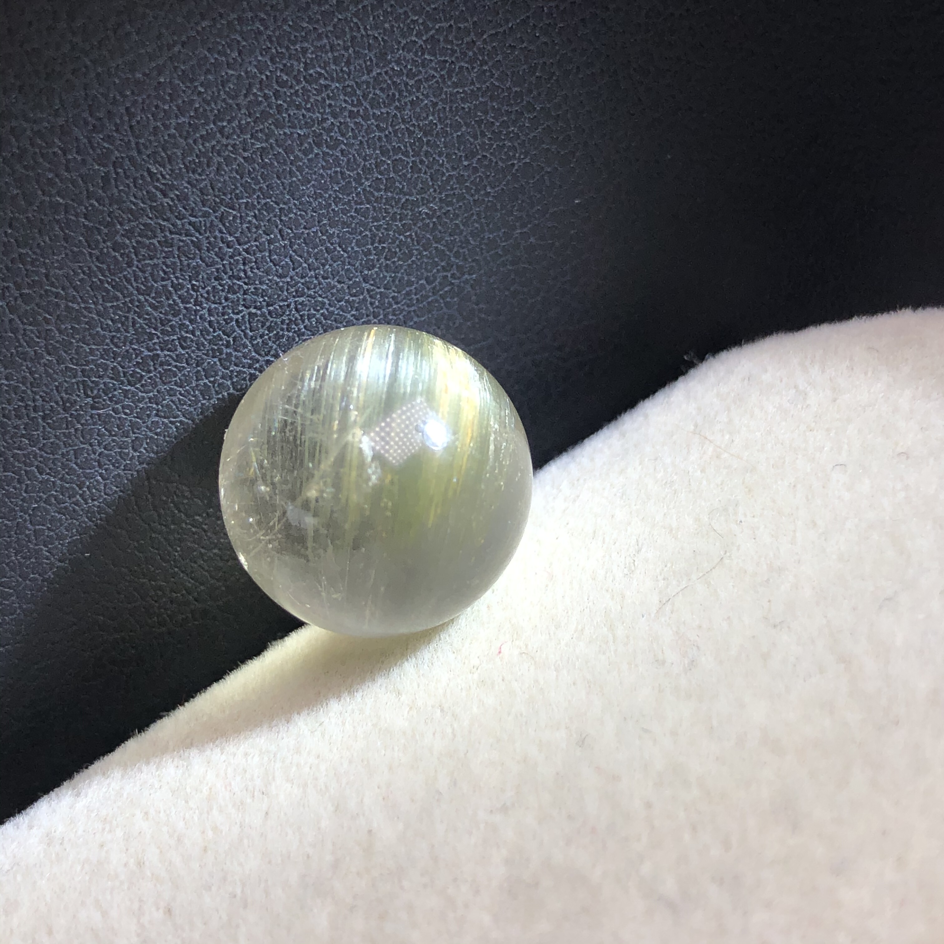 13.3mm老矿福利天然水晶顺发猫眼绿发晶绿兔毛单珠