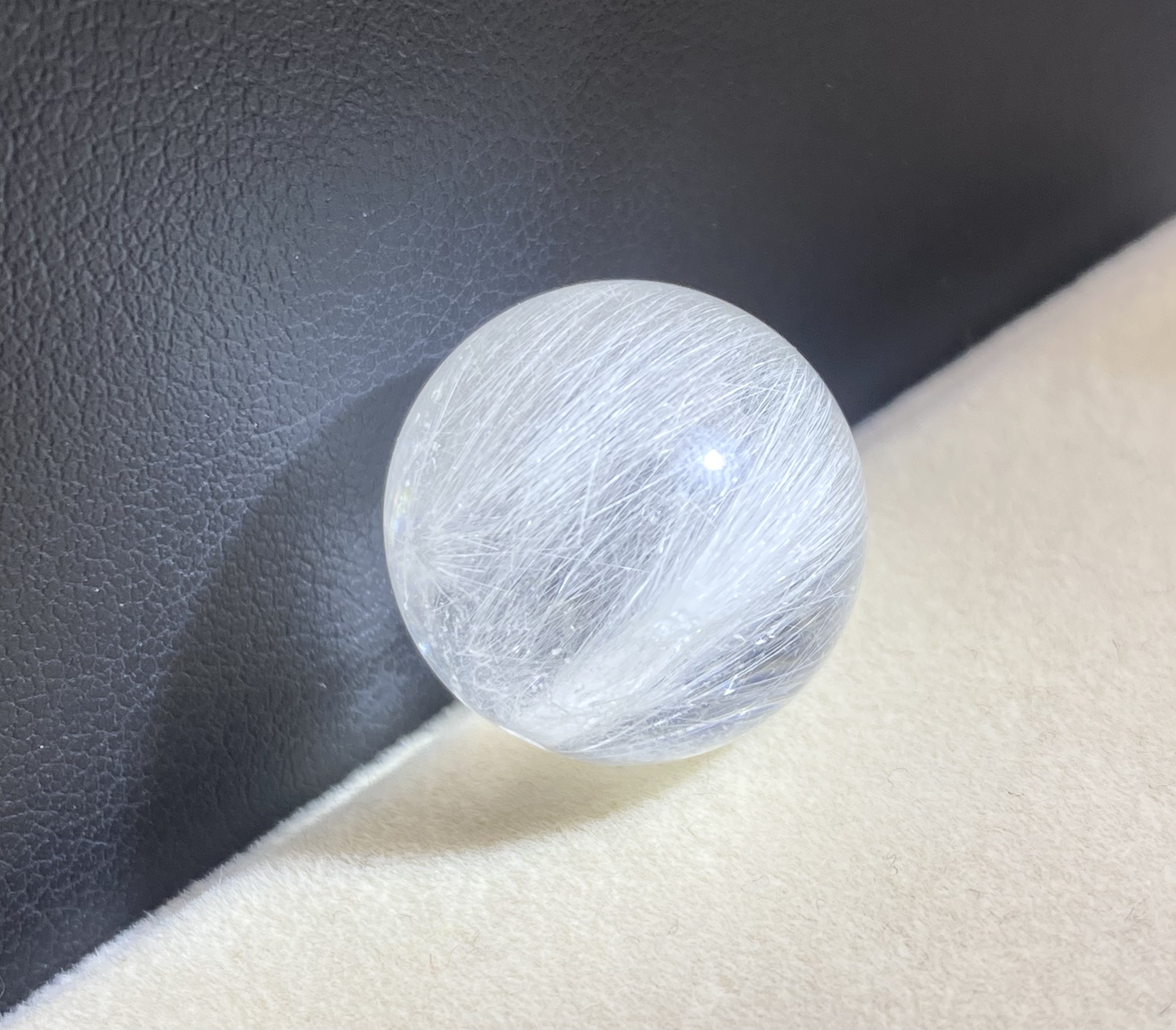 （17mm）老矿福利天然水晶顺发白发晶花白钢丝单珠