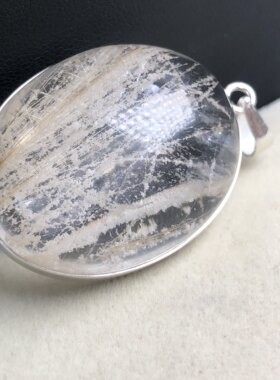 老货收藏天然水晶白色霜发晶吊坠，霜恋