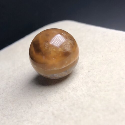 16mm无任何优化和入胶老矿福利天然水晶黄兔毛绒花聚宝盆单珠