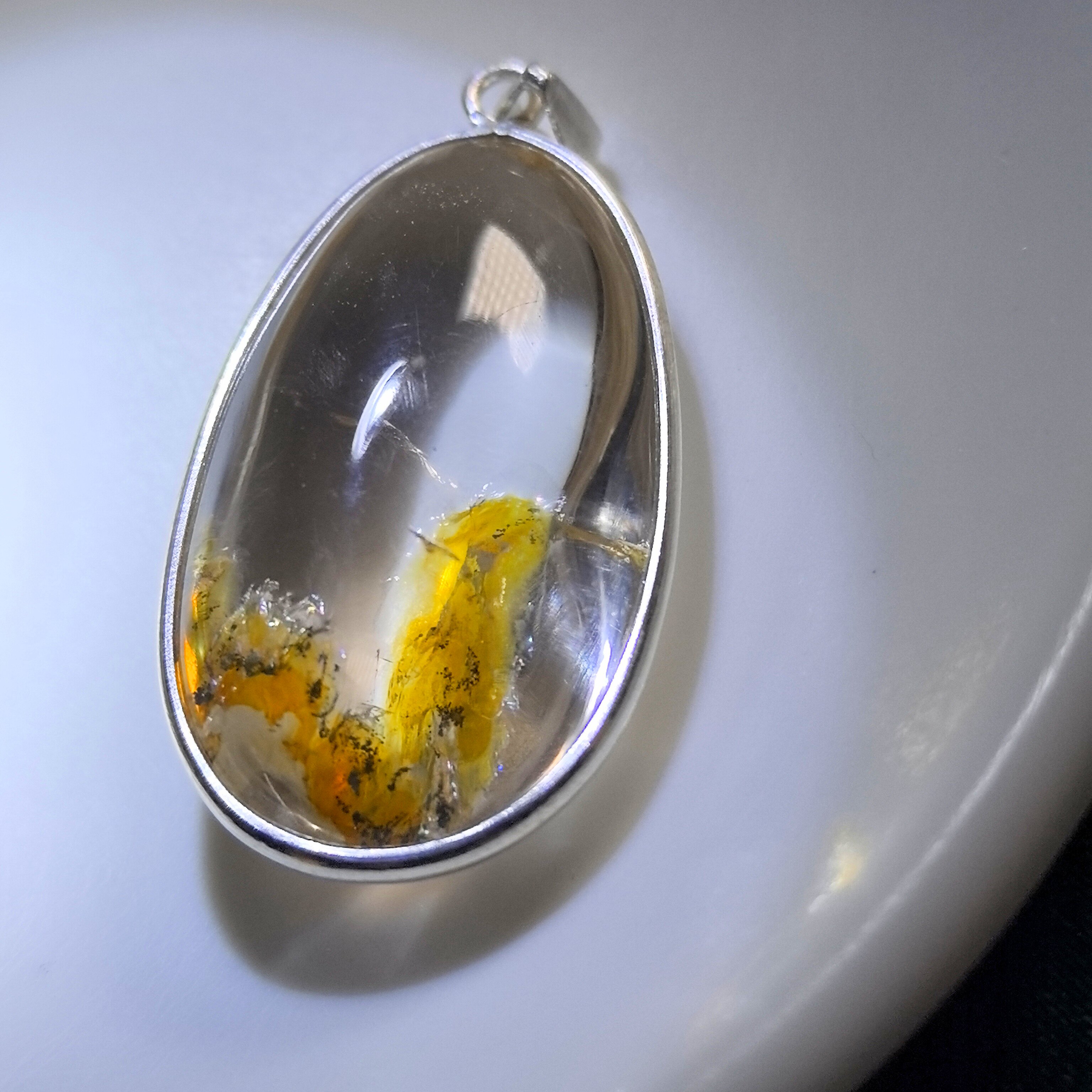 老货福利象形天然彩虹云母蓝针共颈饰