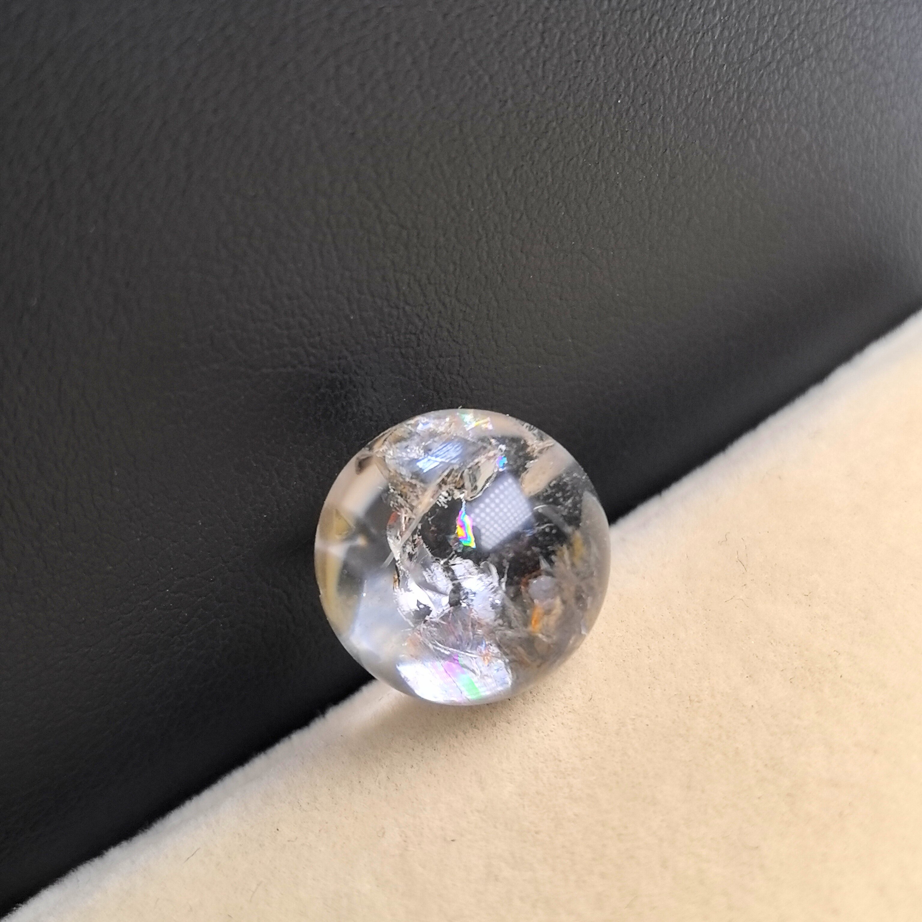 13㎜无优化巴西老矿象形天然水晶包裹云母炸花金字塔矿石单珠