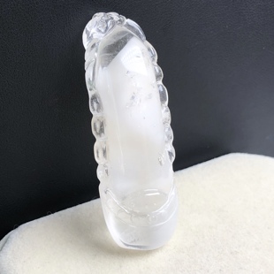 巴西老矿天然立体白兔毛金字塔共生晶中晶把玩车挂吊坠