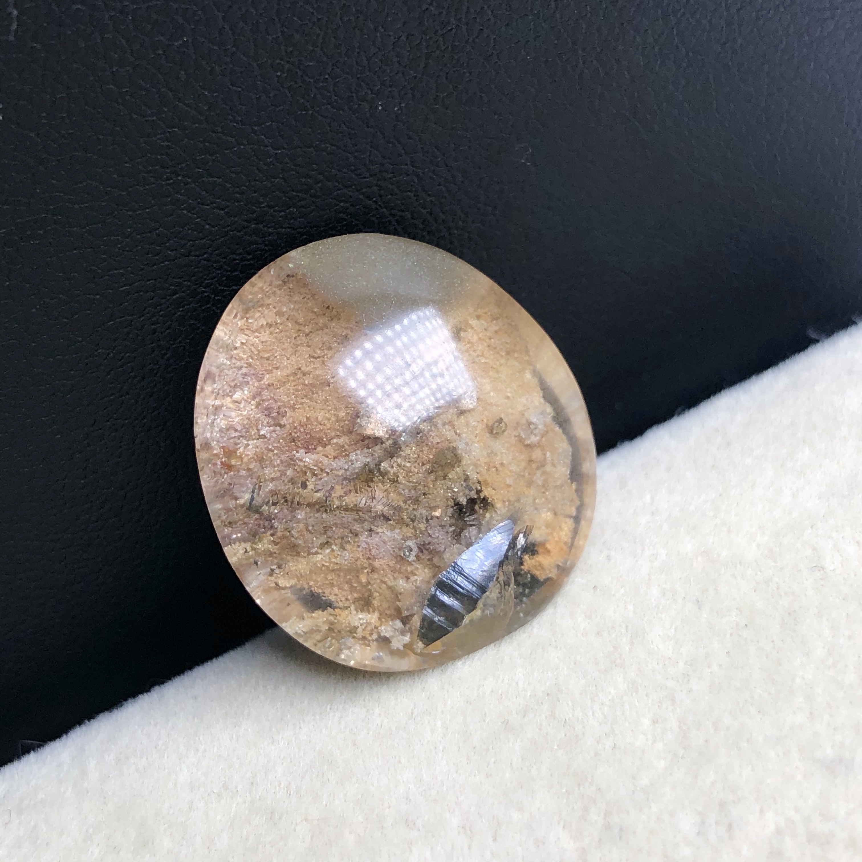 巴西老矿稀有彩色幽灵共生矿石晶中晶水晶吊坠