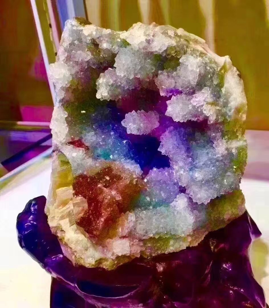 天然乌拉圭水晶原石奇石晶洞摆件