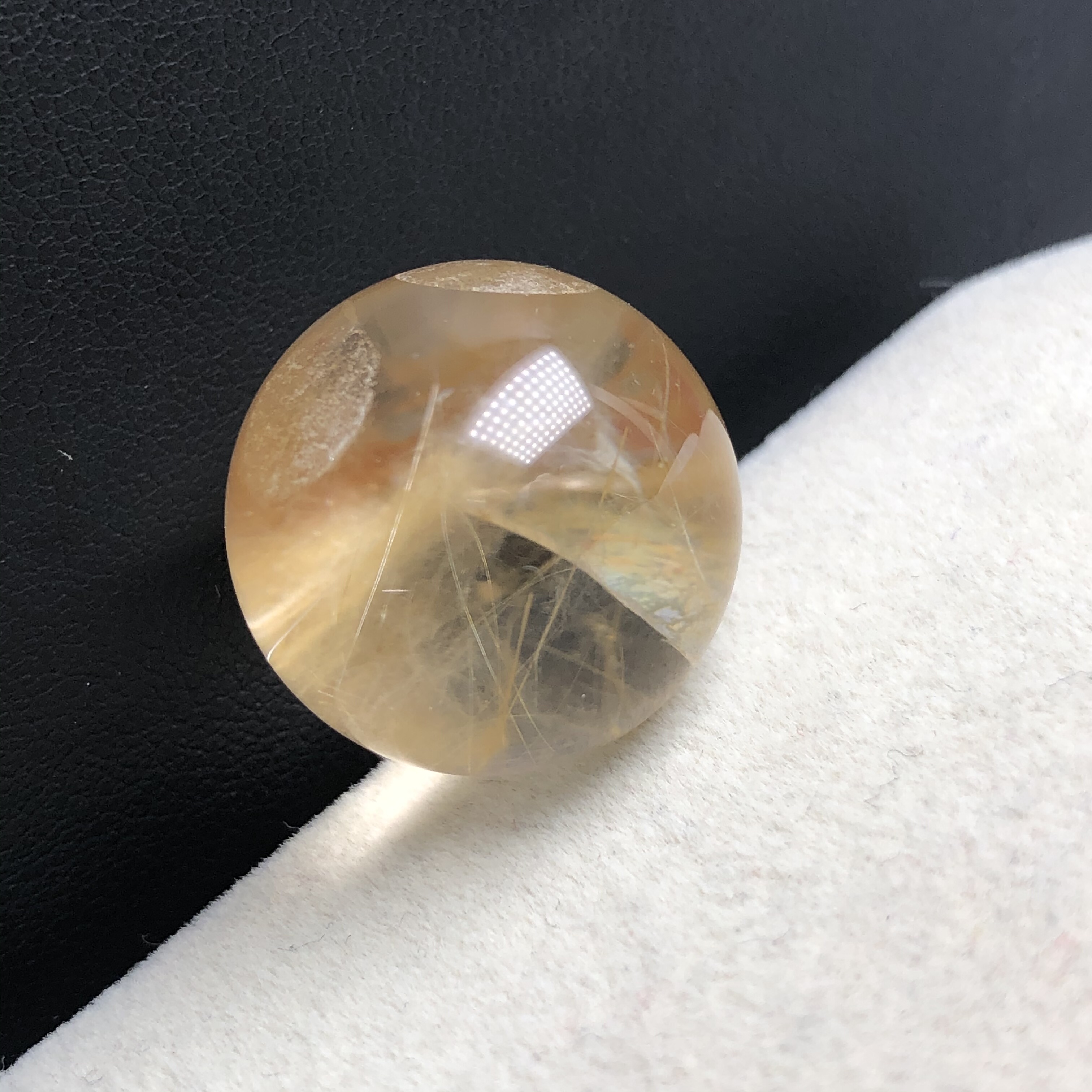 20.2毫米亏本放漏老矿天然水晶黄兔毛云母单珠