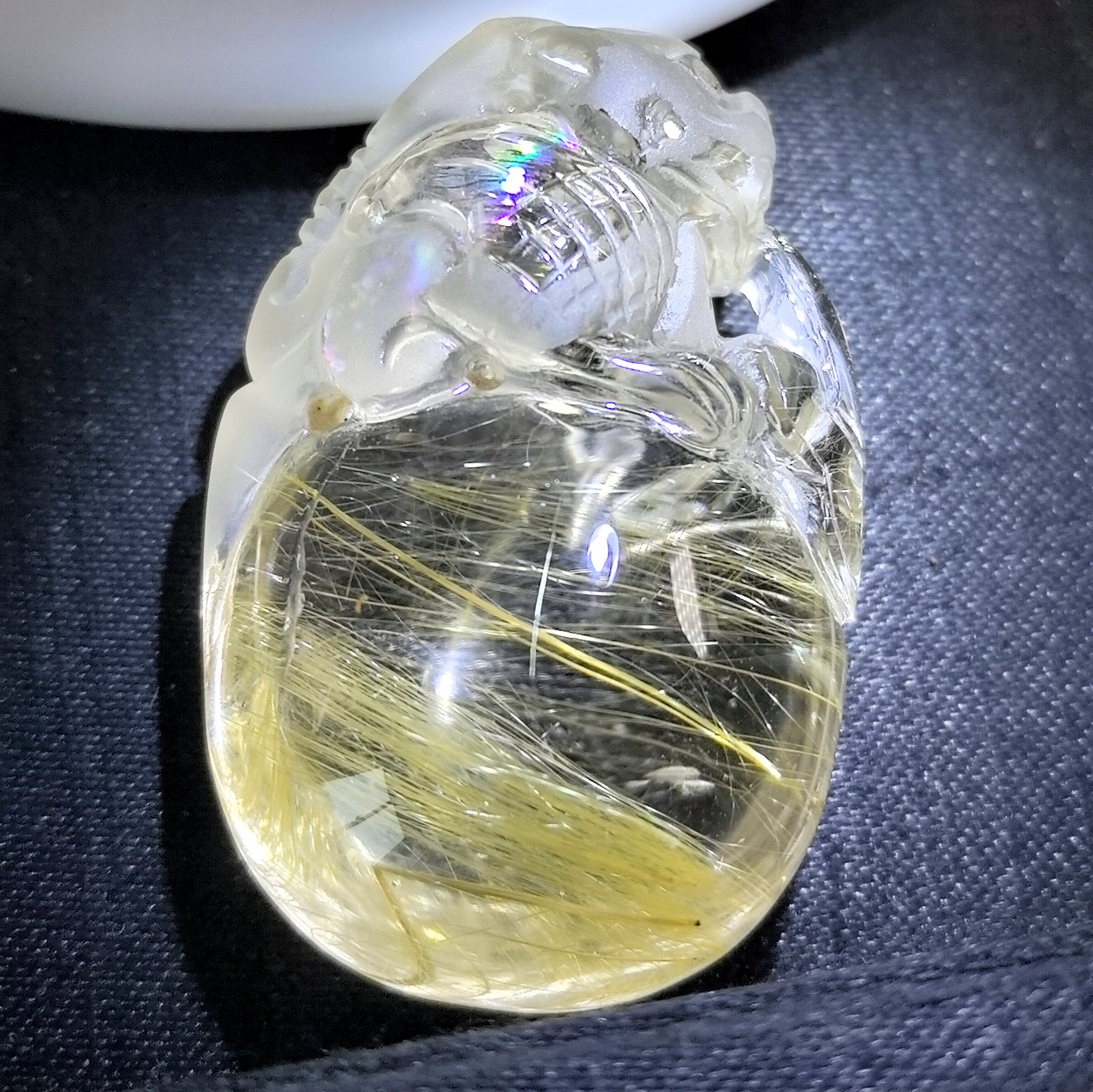 老矿福利巴西金钛晶金发晶彩虹水奇石