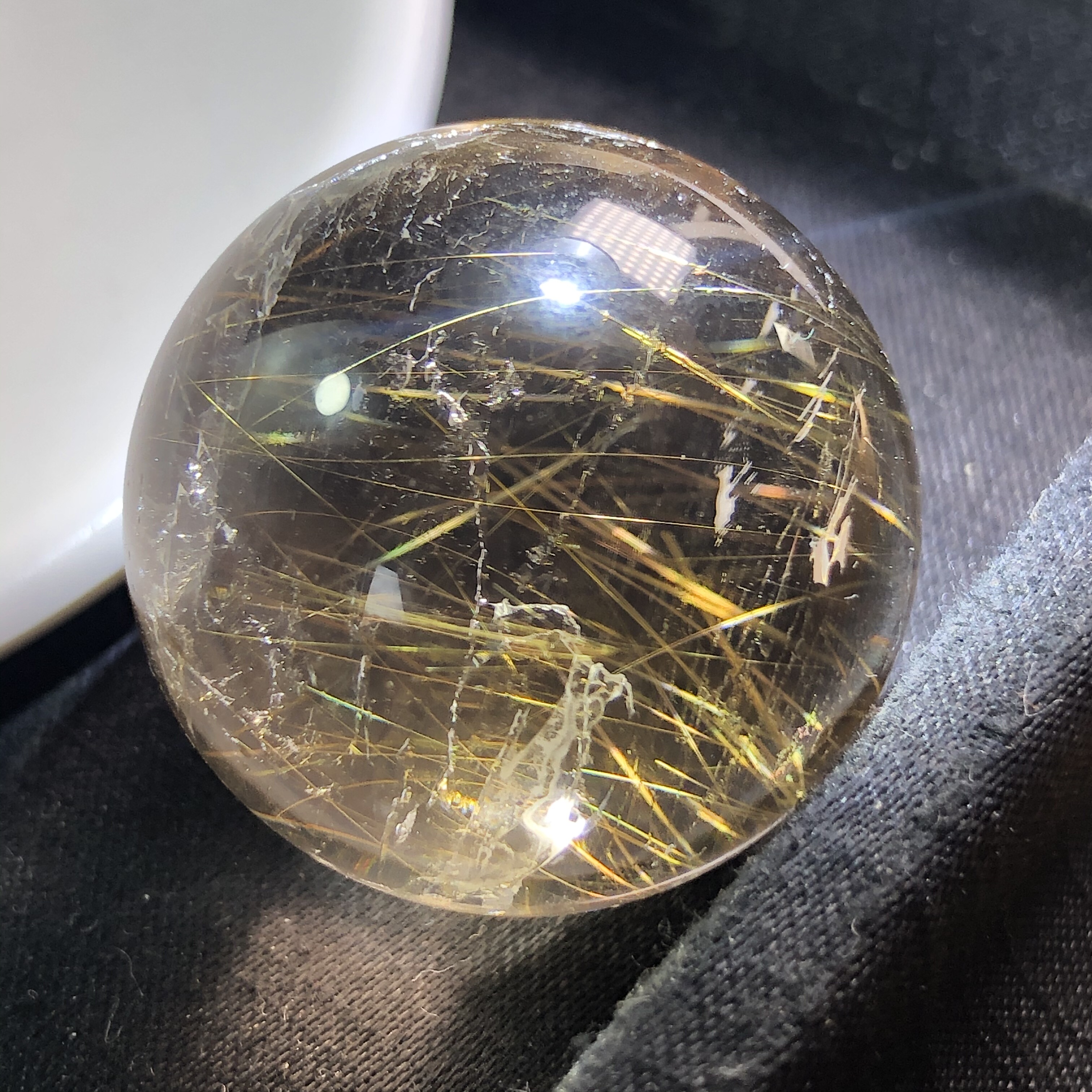 (31.5mm)老矿放漏老矿料天然金发钢丝发晶单珠