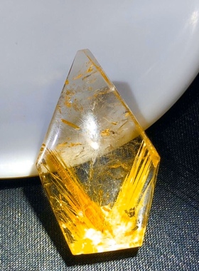 天然钛晶花宝石包裹体水晶原石柱吊坠