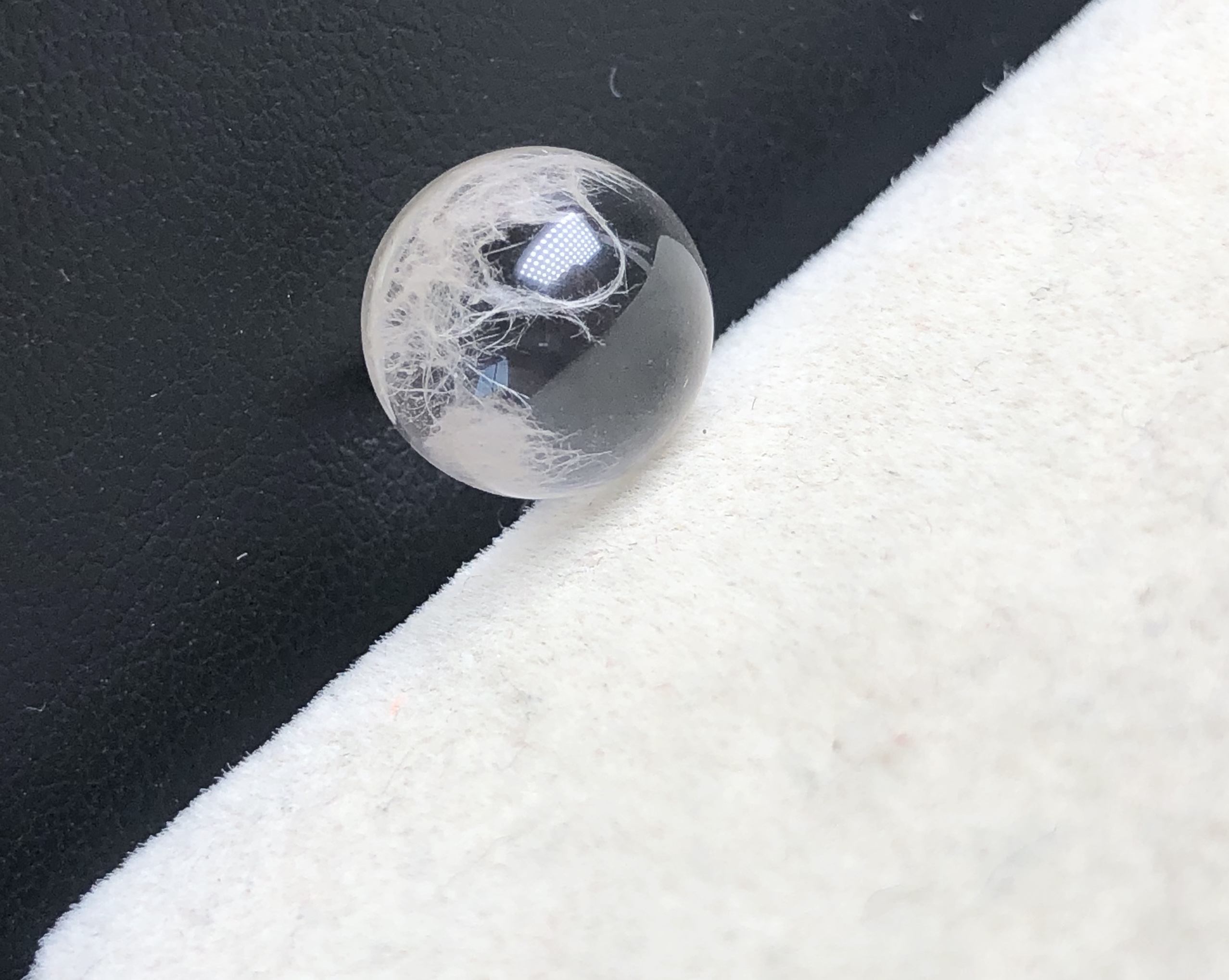 9.8mm亏本大漏天然白兔毛卷毛水晶单珠