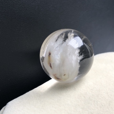 27.6毫米稀有大颗粒卷毛天然水晶兔毛单珠 三生万物