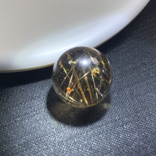 14mm(无任何优化和注胶)天然金发晶和幽灵共生水晶单珠