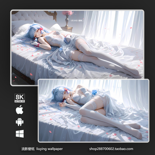 2张8k高清壁纸 原神神里绫华二次元少女游戏动漫电脑桌面图片壁纸