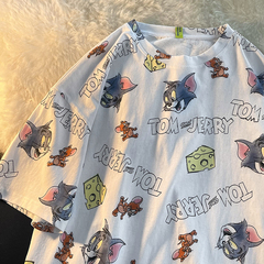 Summer graffiti print short sleeve T-shirt