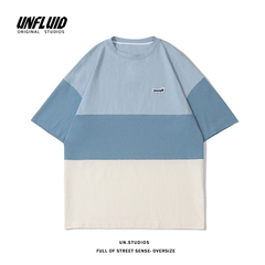 Stitching short sleeve T-shirt fashion casual half sleeve Japanese T-shirt