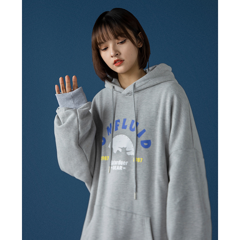 Printed hooded sweater fashion brand loose Korean Pullover cool coat