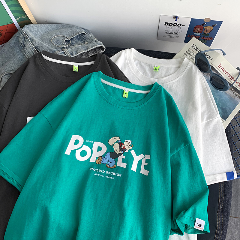 Summer fashion brand ins couple printed short sleeve loose trend casual T-shirt