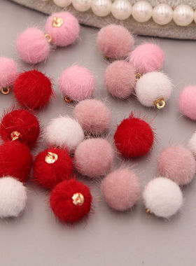 秋冬新款14mm马毛毛绒吊坠diy古风飘带饰品挂件