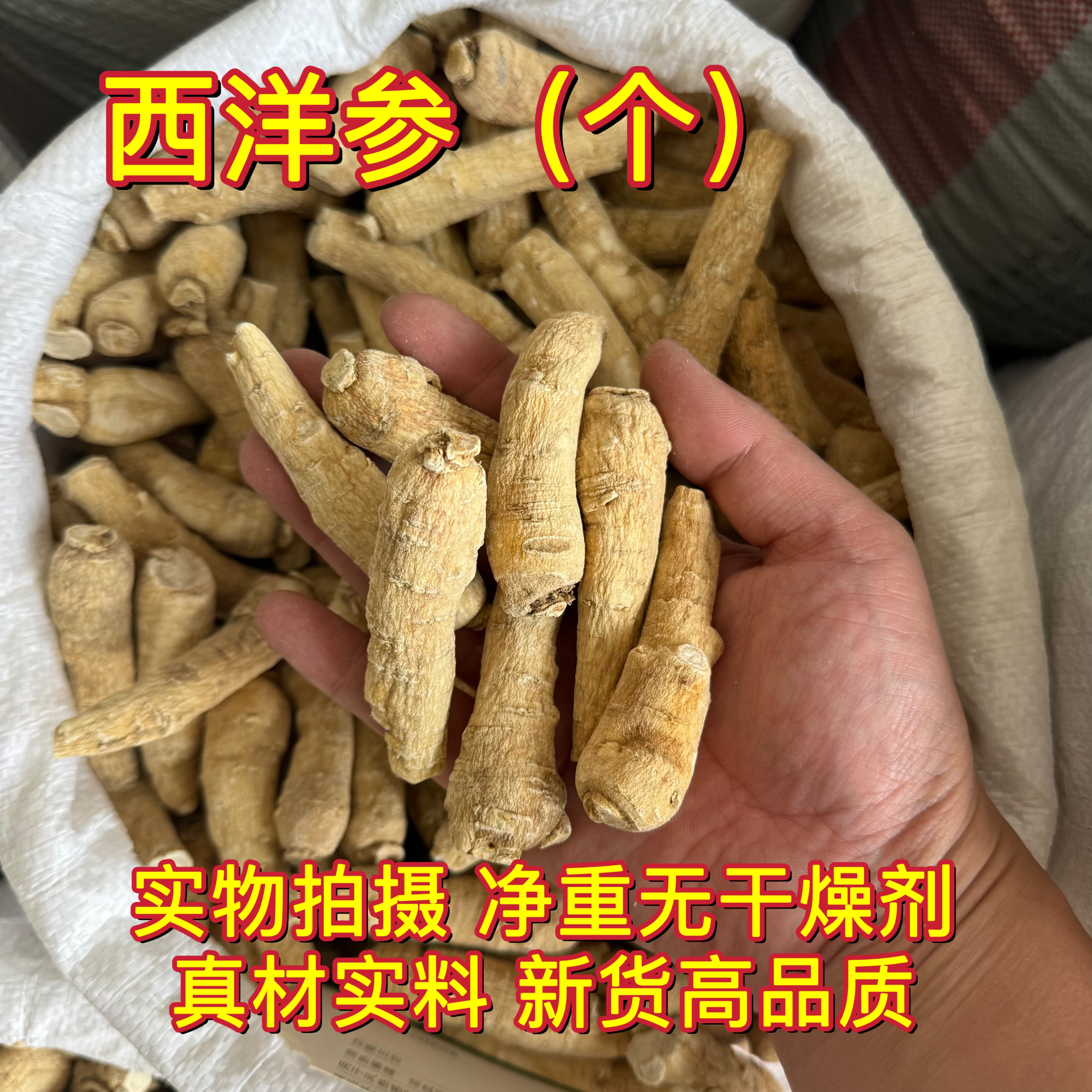 安国中药材市场 东北长白山西洋参整枝段大个西洋参段花旗参500克