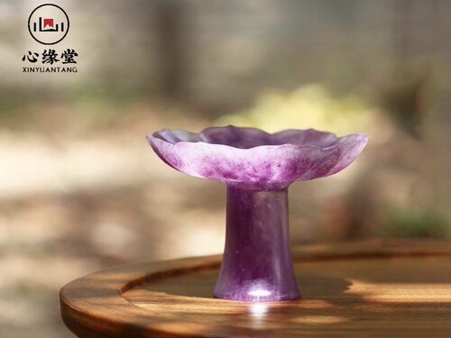 心缘堂高足濯莲琉璃盏 155 x 62 x 111mm（粉彩粉/粉彩紫）