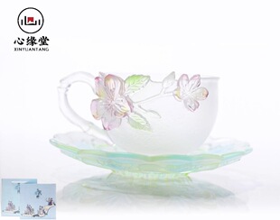 心缘堂十二花神咖啡杯套组一杯一托三月桃花150ml