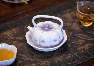 黄丽君渐变紫小雏菊茶壶南瓜壶茶杯梅花杯手绘复古家用茶具