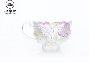 心缘堂十二花神咖啡杯套组一杯一托八月紫微150ml