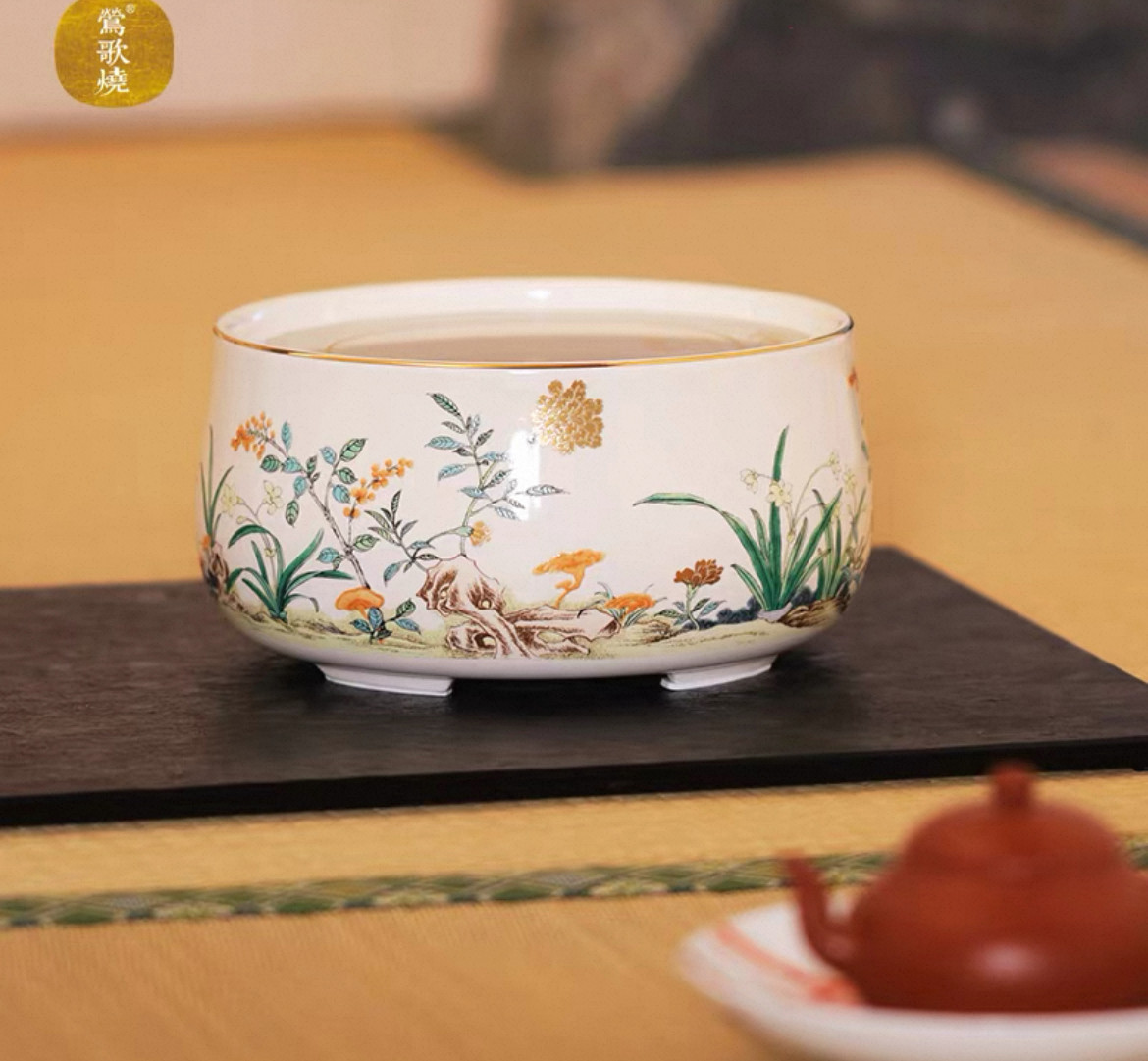 莺歌烧新品粉彩灵竹水仙电陶炉家用无线遥控静音煮茶不挑壶煮茶器,居家布艺,茶席,淘宝优惠券,粉丝福利购,淘宝优惠卷