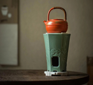 半斋 梅子青松石图一字炉（单炉/套组 2款）口径14炉径12高21cm