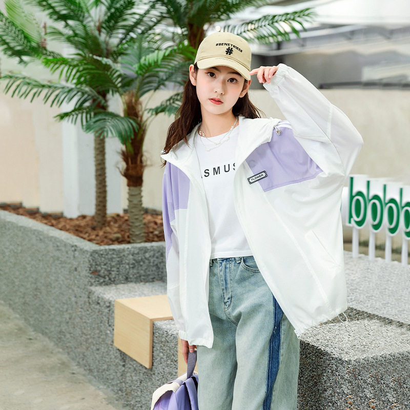 初高中生防晒衣2026夏季轻薄胖女童加肥加大码连帽遮阳外套宽松