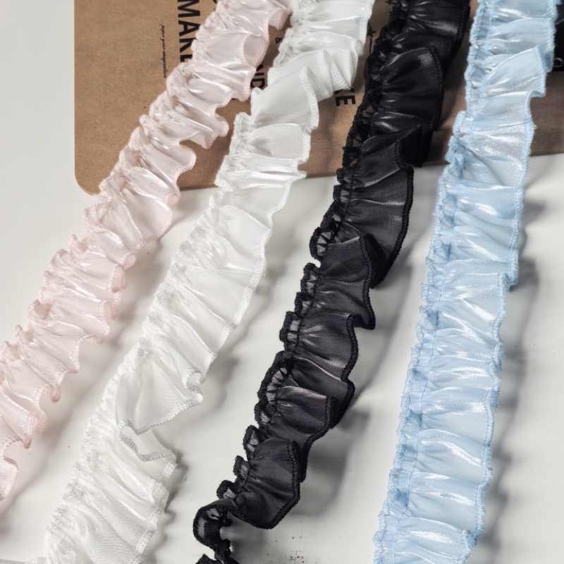 珠光缎褶皱花边痛包应援扇娃衣裙摆袖口帽子边布艺百褶荷叶边辅料