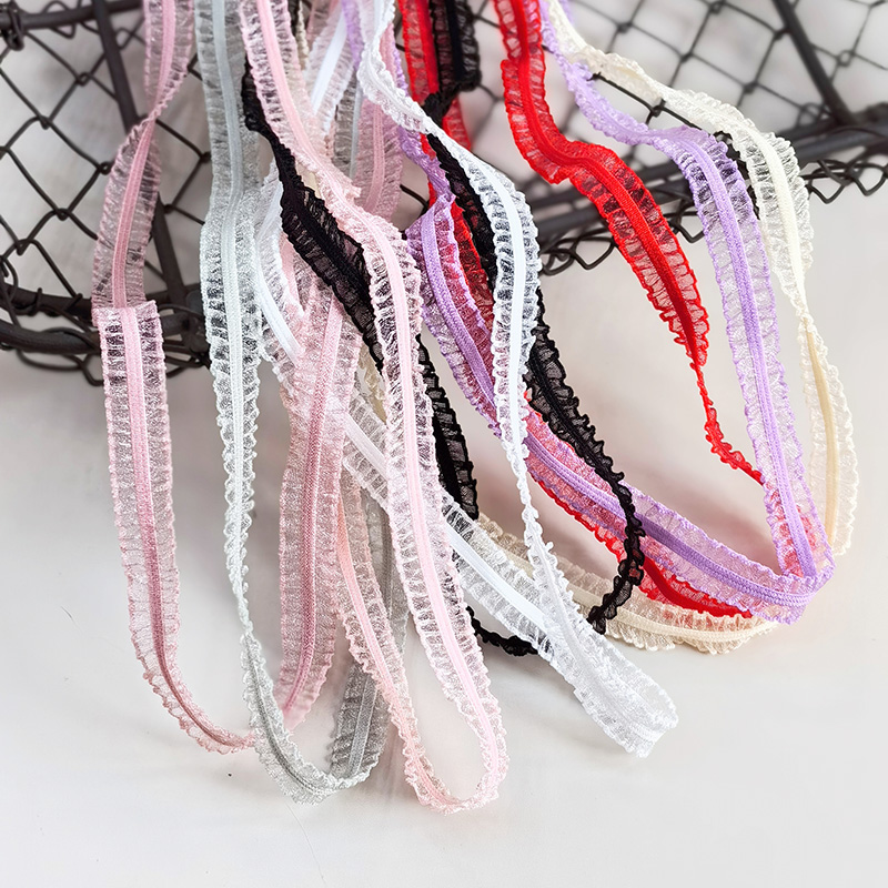 3米价 1cm雪纱双边木耳弹力蕾丝边褶皱荷叶边DIY手工宠物娃衣发饰