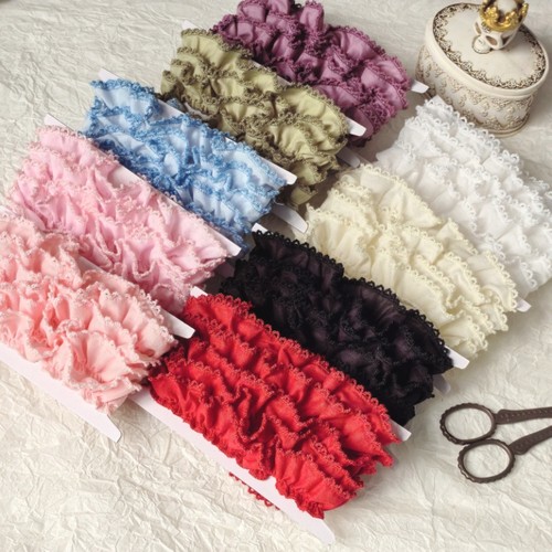 原创纯棉布缩褶狗牙花边PH风洛丽塔宠物娃衣袖口裙摆 手帐书衣diy