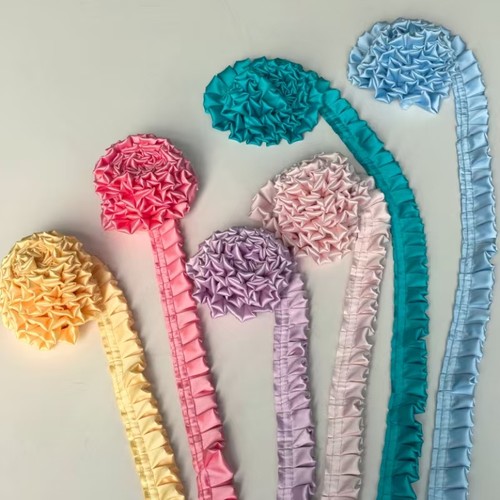 双层工字褶哑光缎面花边DIY 发饰大肠发圈 娃衣洋装裙边 服饰辅料